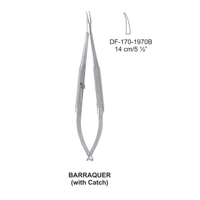 Barraquer With Lock Micro Needle Holder 14cm , Curved (DF-170-1970B) by Dr. Frigz