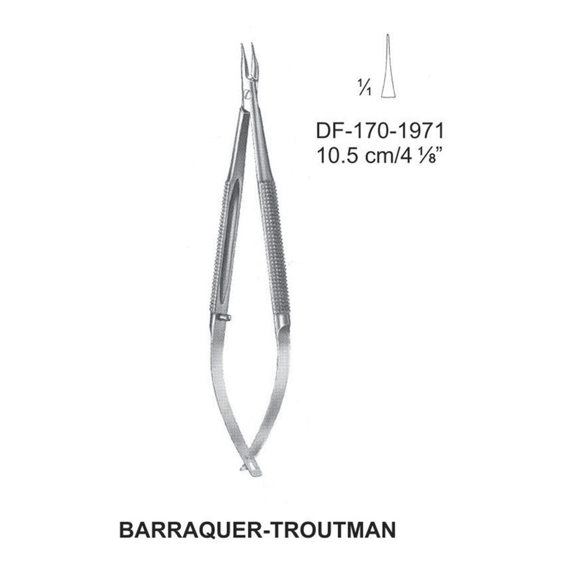 Barraquer Troutman Micro Needle Holders, 10.5cm , Straight (DF-170-1971) by Dr. Frigz