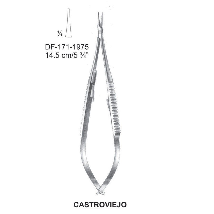 Castroviejo Micro Needle Holders, With Ratchet 14.5Cm, Straight (DF-171-1975) by Dr. Frigz