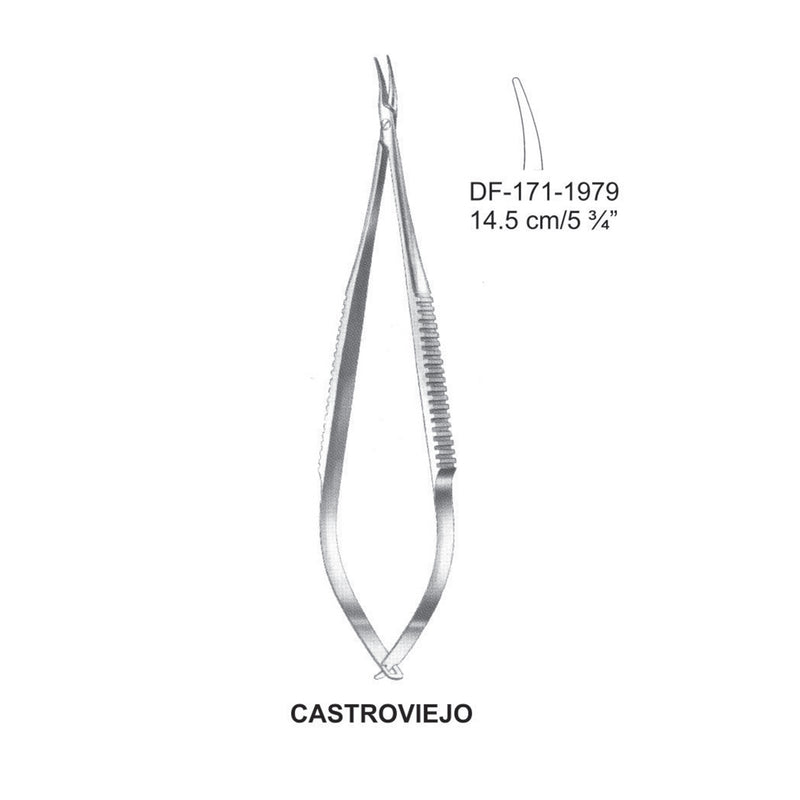 Castroviejo Micro Needle Holders, W/O Ratchet 14.5Cm, Curved (DF-171-1979) by Dr. Frigz