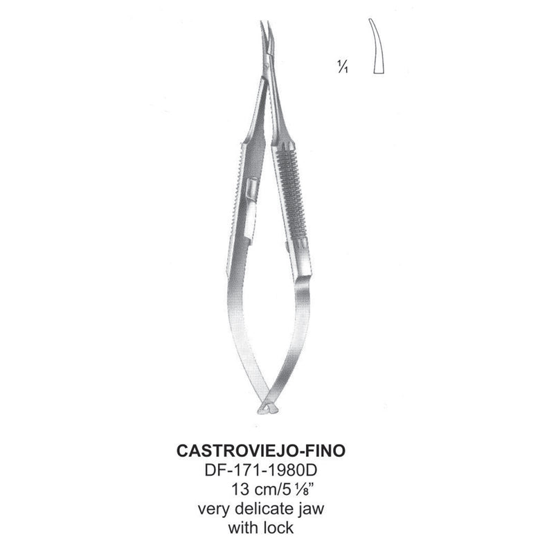 Castroviejo-Fino Needle Holders Delicate With Lock, 13Cm, Curved (DF-171-1980D) by Dr. Frigz