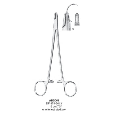 Adson Needle Holder. Single Fenestrated Jaw, 18cm  (DF-174-2013) by Dr. Frigz