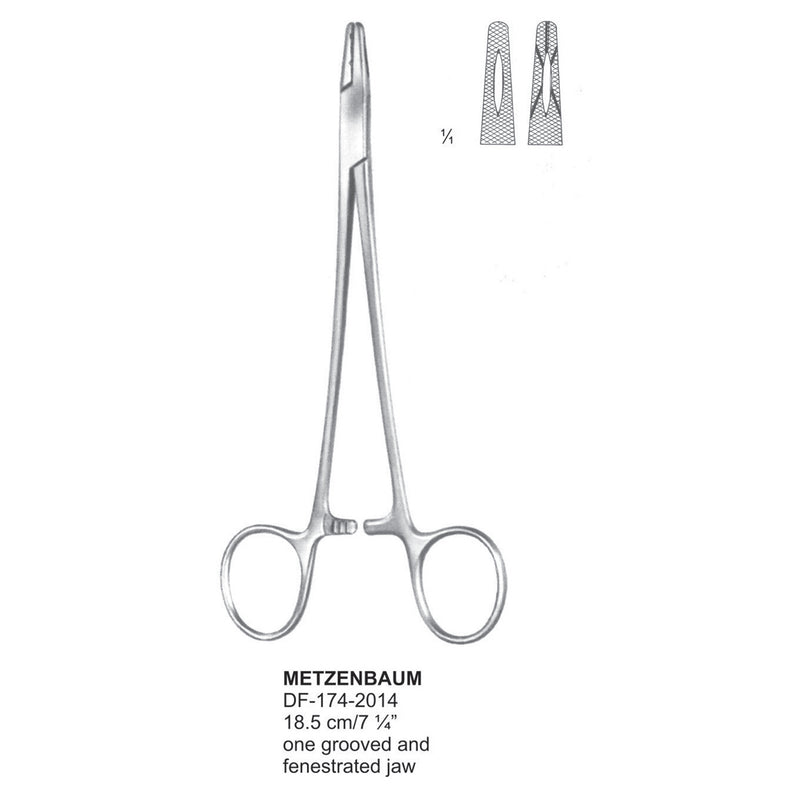 Metzenbaum Needle Holders,18.5cm , One Grooved, One Fenestrated Jaw (DF-174-2014) by Dr. Frigz