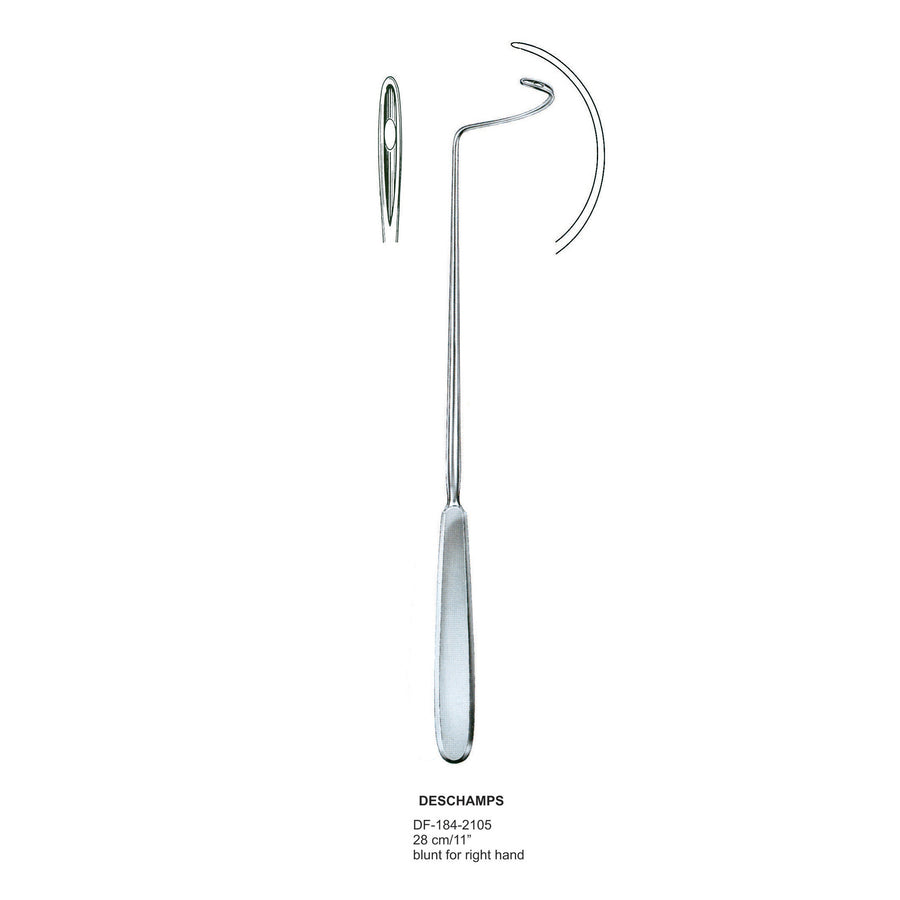 Deschamps Ligature Needles, 28Cm, Blunt For Right Hand (DF-184-2105) by Dr. Frigz