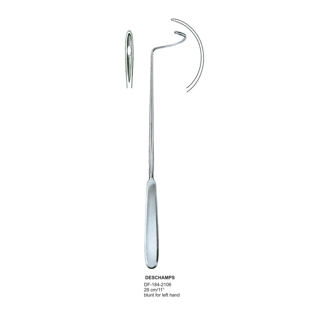 Deschamps Ligature Needles, 28Cm, Blunt For Left Hand (DF-184-2106) by Dr. Frigz