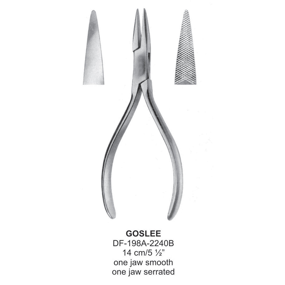 Goslee Pliers One Smooth, One Serrated Jaw, 14cm (DF-198A-2240B) by Dr. Frigz