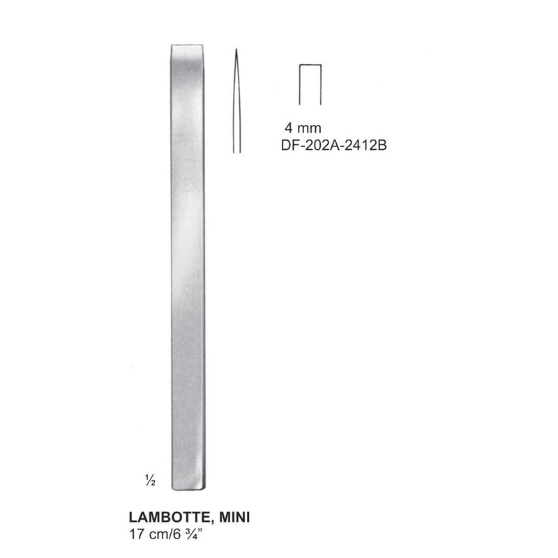 Lambotte Mini Bone Chisels  4mm , 17cm (DF-202-2412B) by Dr. Frigz