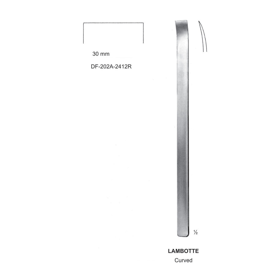 Lambotte Bone Chisels  30mm , 24Cm, Curved (DF-202A-2412R) by Dr. Frigz