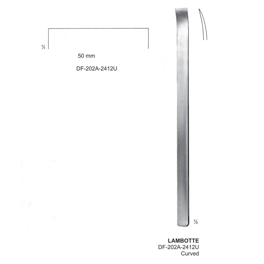 Lambotte Bone Chisels  50mm , 24Cm, Curved (DF-202A-2412U) by Dr. Frigz