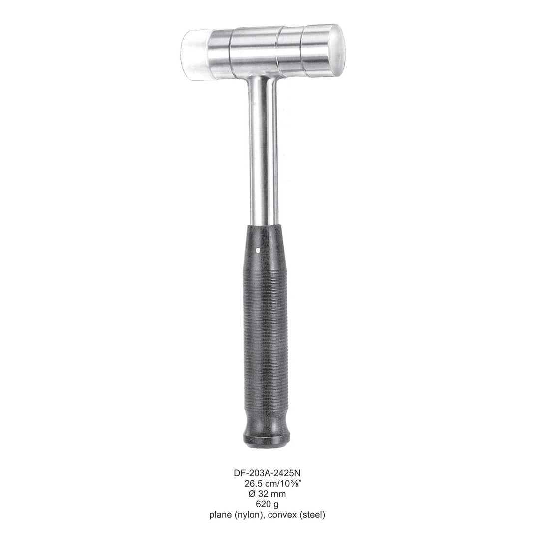 Mallet,  26.5cm 32mm , 620 Grams, Plane (Nylon), Convex (Steel) (DF-203A-2425N) by Dr. Frigz