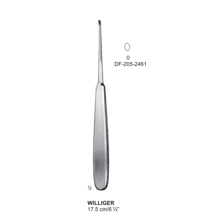 Williger Bone Curettes, Fig.0, 17.5cm , Oval (DF-205-2461) by Dr. Frigz