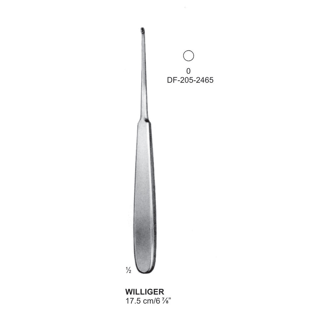 Williger Bone Curettes, 17.5cm , Round (DF-205-2465) by Dr. Frigz