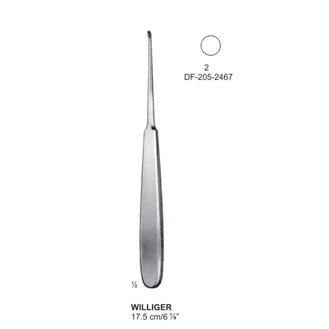 Williger Bone Curettes, 17.5cm , Round (DF-205-2467) by Dr. Frigz