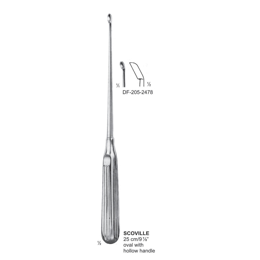 Scoville Curette, Oval With Hollow Handle, 25Cm, Downward (DF-205-2478) by Dr. Frigz