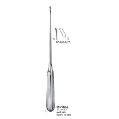 Scoville Curette, Oval With Hollow Handle, 25Cm, Downward (DF-205-2478)