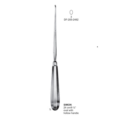 Simon Bone Curettes, 24Cm, Oval With Hollow Handle, Fig 3 (DF-205-2482)