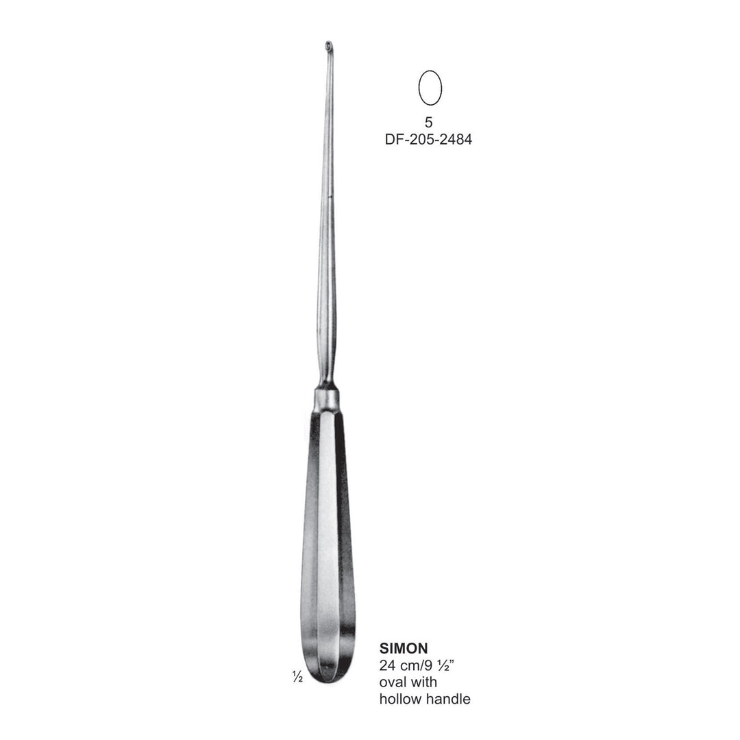Simon Bone Curettes, 24Cm, Oval With Hollow Handle, Fig 5 (DF-205-2484) by Dr. Frigz