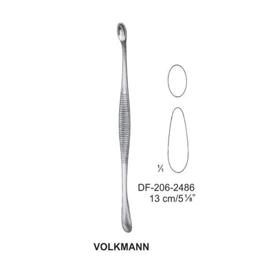 Volkmann Bone Curettes, Oval/Oval 13cm  (DF-206-2486)
