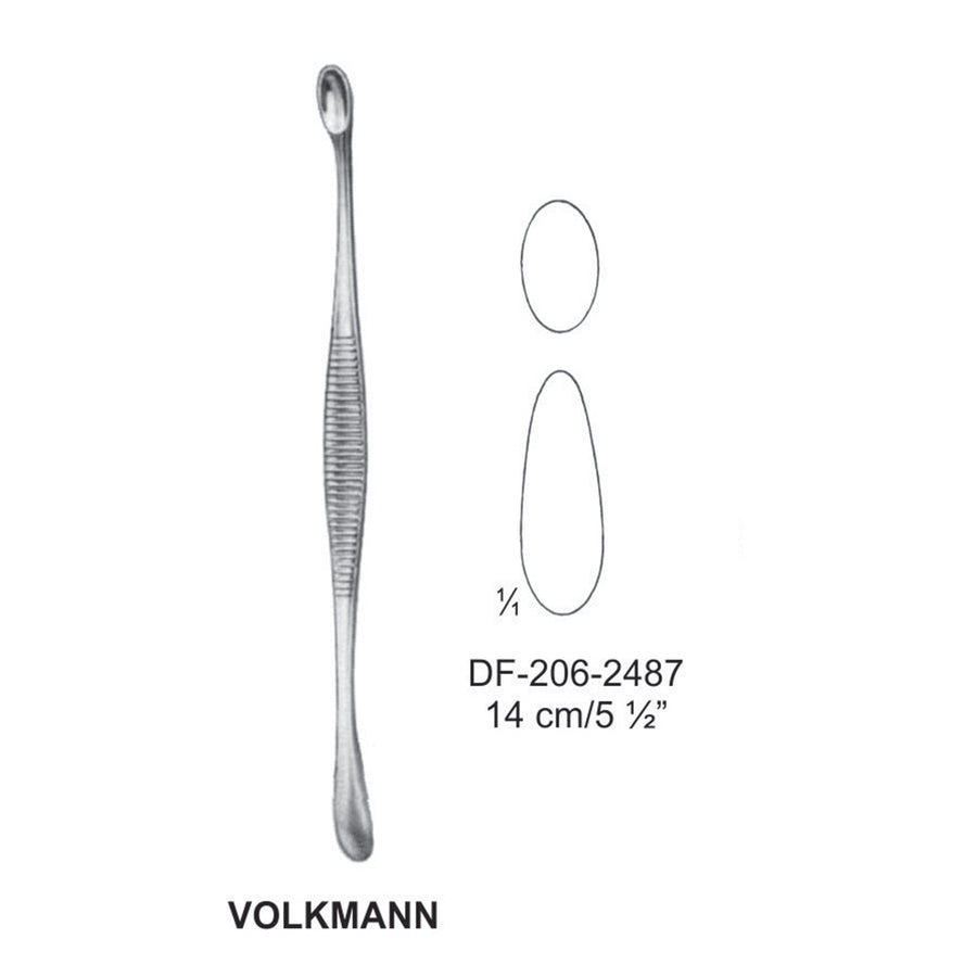 Volkmann Bone Curettes, Oval/Oval 14cm  (DF-206-2487) by Dr. Frigz