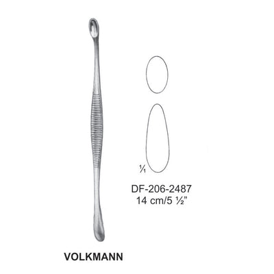 Volkmann Bone Curettes, Oval/Oval 14cm  (DF-206-2487)