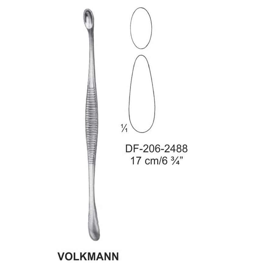 Volkmann Bone Curettes, Oval/Oval 17cm  (DF-206-2488) by Dr. Frigz