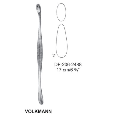 Volkmann Bone Curettes, Oval/Oval 17cm  (DF-206-2488)