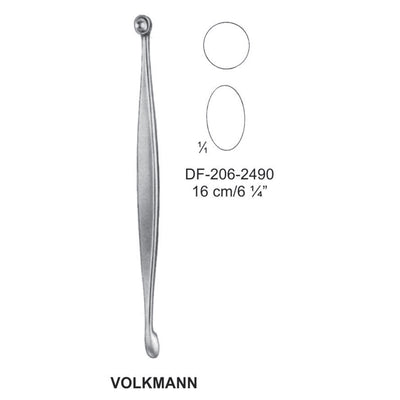 Volkmann Bone Curettes, Round/Oval 16cm  (DF-206-2490)