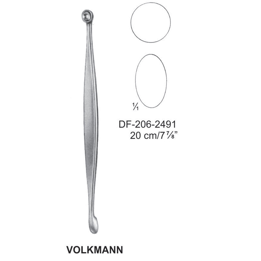 Volkmann Bone Curette, Round/Oval 20cm  (DF-206-2491) by Dr. Frigz
