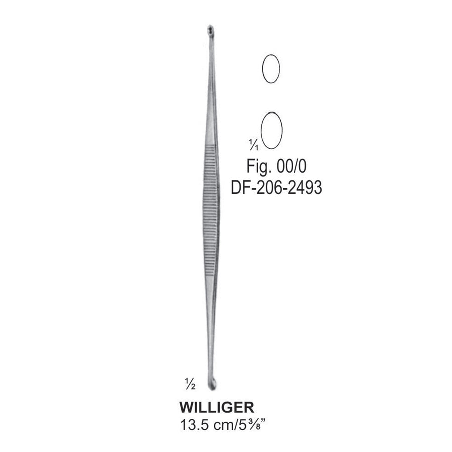 Williger Bone Curettes, Fig.00/0, Oval/Oval 13.5cm  (DF-206-2493) by Dr. Frigz