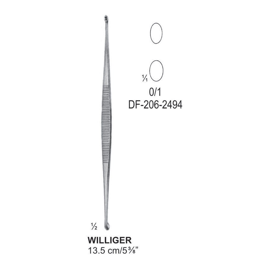 Williger Bone Curettes, Fig.0/1, Oval/Oval 13.5cm  (DF-206-2494) by Dr. Frigz