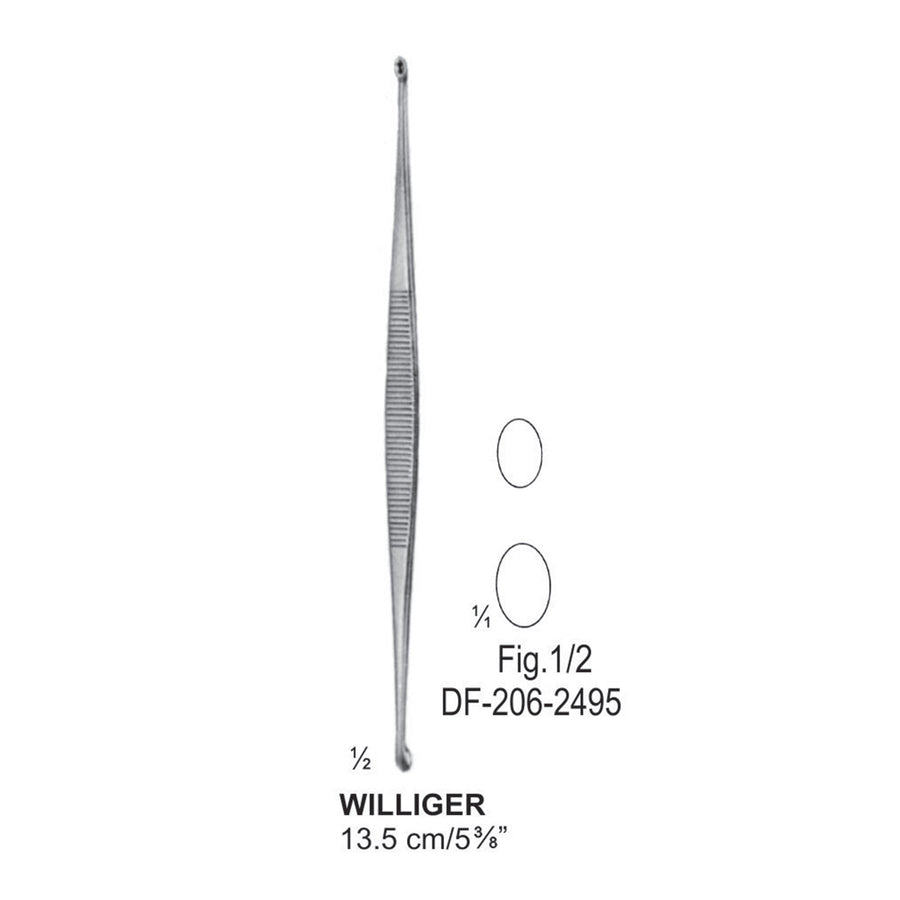 Williger Bone Curettes, Fig.1/2, Oval/Oval 13.5cm  (DF-206-2495) by Dr. Frigz