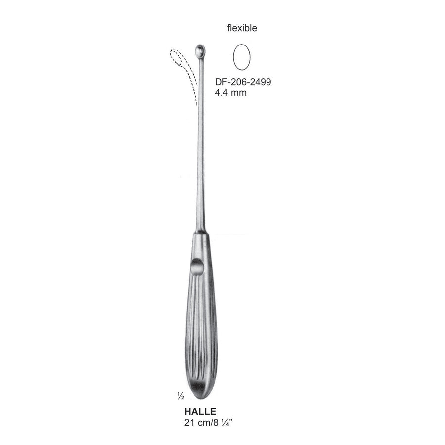 Halle Bone Curettes, 21Cm, 4.4mm , Flexible (DF-206-2499) by Dr. Frigz