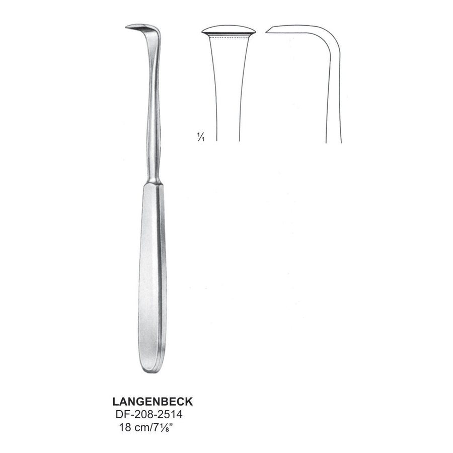 Langenbeck Raspatory Full Curved 18cm Hollow Handle (DF-208-2514) by Dr. Frigz