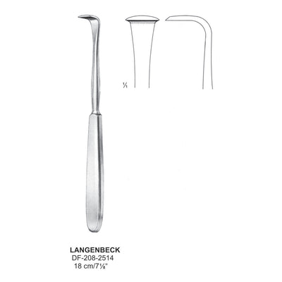 Langenbeck Raspatory Full Curved 18cm Hollow Handle (DF-208-2514)