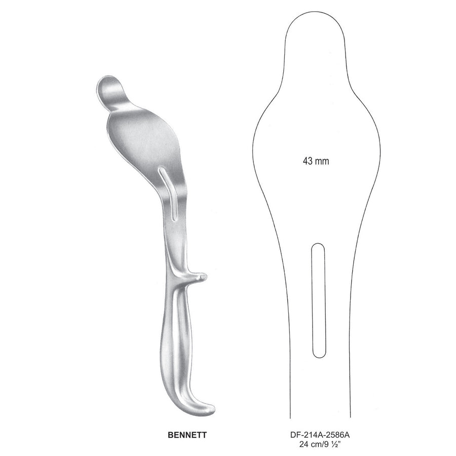 Bennett Bone Lever Spinal Retractors, 24Cm, 43mm (DF-214A-2586A) by Dr. Frigz