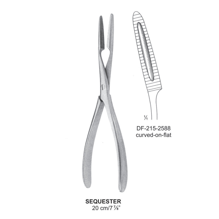 Sequester Bone Holding Forceps Curved-On-Flat 20cm  (DF-215-2588) by Dr. Frigz