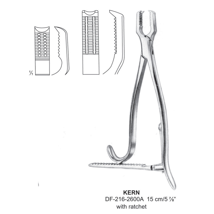 Kern Bone Holding Forceps With Ratchet 15cm (DF-216-2600A) by Dr. Frigz