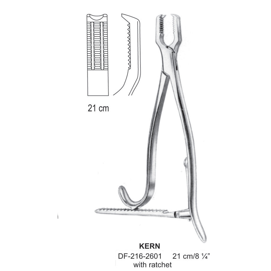 Kern Bone Holding Forceps With Ratchet 21cm  (DF-216-2601) by Dr. Frigz