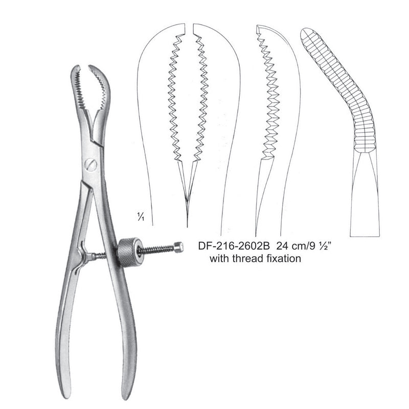 Bone Holding Forceps With Thread Fixation 24cm (DF-216-2602B) by Dr. Frigz
