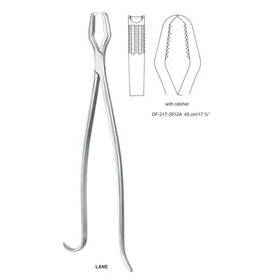 Lane Bone Holding Forceps With Ratchet 45cm  (DF-217-2612A) by Dr. Frigz