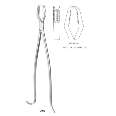 Lane Bone Holding Forceps With Ratchet 45cm  (DF-217-2612A)