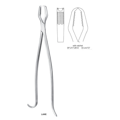 Lane Bone Holding Forceps With Ratchet 33cm  (DF-217-2612)