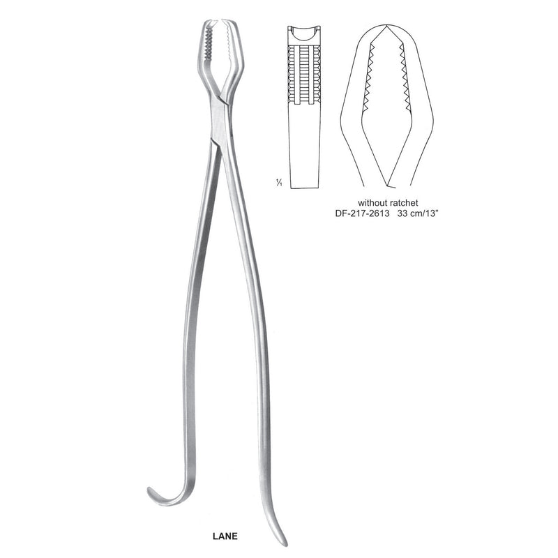 Lane Bone Holding Forceps Without Ratchet 33cm  (DF-217-2613) by Dr. Frigz
