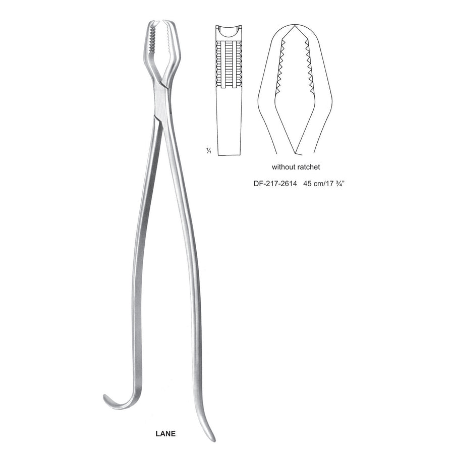 Lane Bone Holding Forceps Without Ratchet 45cm  (DF-217-2614) by Dr. Frigz