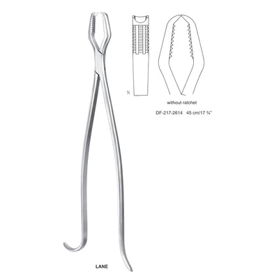 Lane Bone Holding Forceps Without Ratchet 45cm  (DF-217-2614)