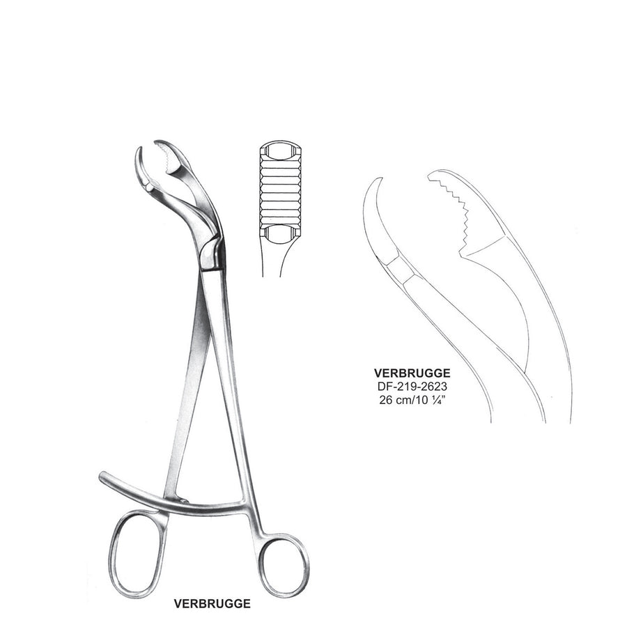 Verbrugge Bone Holding Forceps 10.5mm Jaws, 26cm  (DF-219-2623) by Dr. Frigz