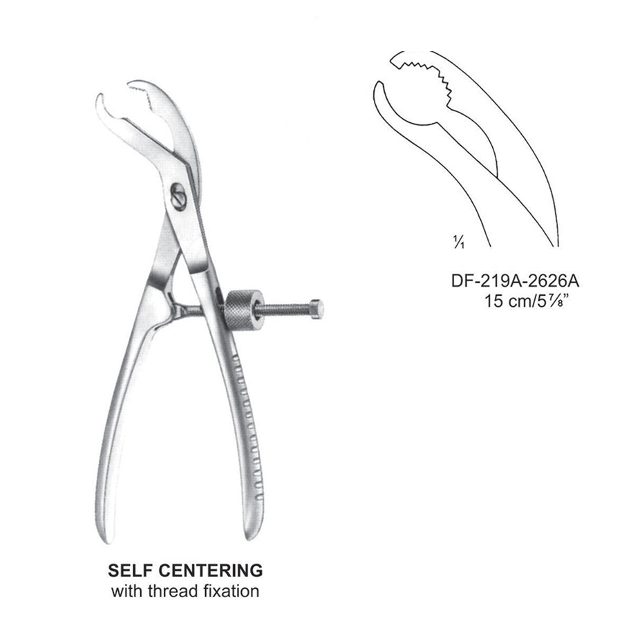 Self Centering Bone Holding Forceps 15 cm With Thread Fixation  (DF-219A-2626A) by Dr. Frigz