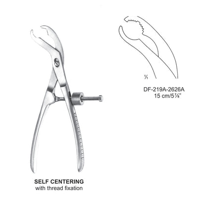 Self Centering Bone Holding Forceps 15 cm With Thread Fixation  (DF-219A-2626A)