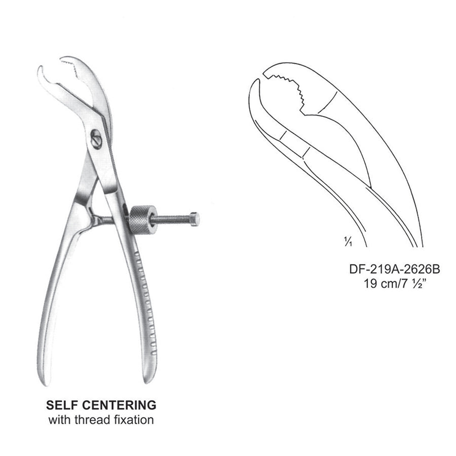 Self Centering Bone Holding Forceps 19 cm With Thread Fixation  (DF-219A-2626B) by Dr. Frigz