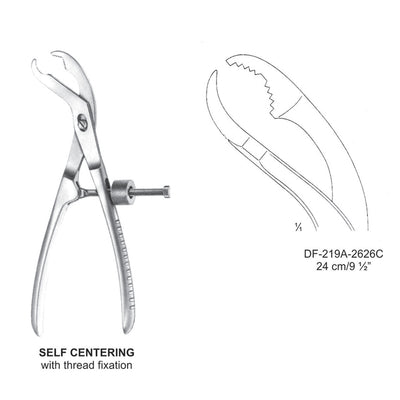 Self Centering Bone Holding Forceps 24cm With Thread Fixation  (DF-219A-2626C) by Dr. Frigz